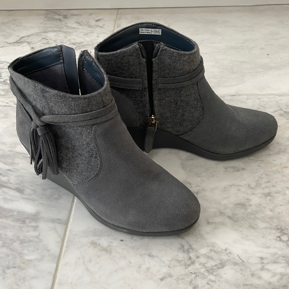 Crocs suede and fabric ankle booties
